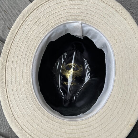 x2 Henschel Leather Fedora Hat Lot of 2 Vtg Brown and Cream Medium Made USA - Picture 15 of 16